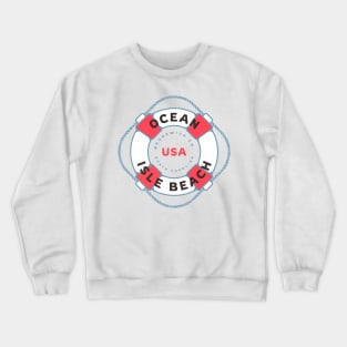 Ocean Isle Beach, NC Summertime Vacation Life Preserver Crewneck Sweatshirt